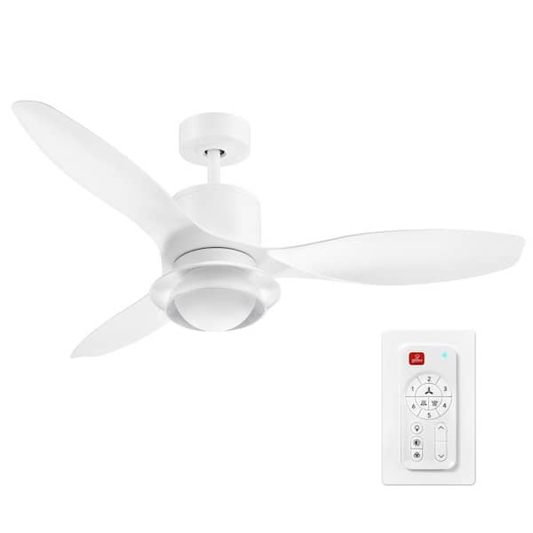 Oswald 6.75 in. Blade Span 48 in. Wide Indoor White Integrated LED Smart Ceiling Fan with Remote Control