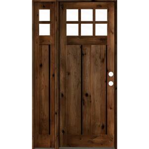 46 in. x 96 in. Knotty Alder Left-Hand/Inswing 6 Lite Clear Glass Sidelite Provincial Stain Wood Prehung Front Door