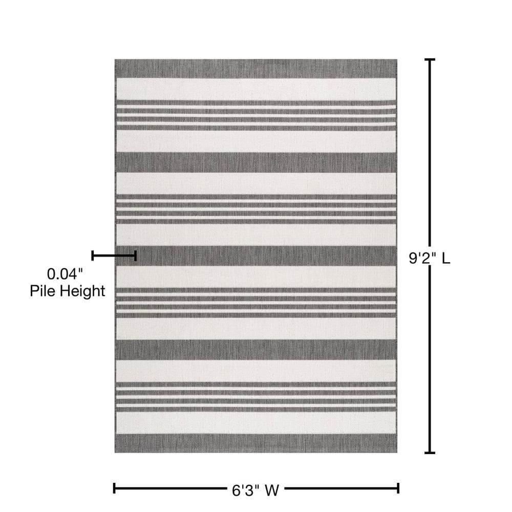 Beige and Brown 6' x 9' Stripe Synthetic Area Rug