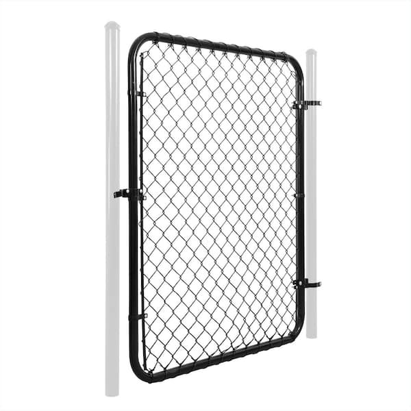 4 ft. W x 5 ft. H Black Galvanized Chain Link Fence Gate