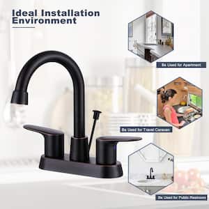 4 in. Centerset Double Handle High Arc Bathroom Faucet with Drain Kit in Oil Rubbed Bronze
