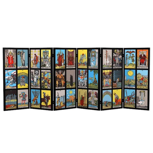 3 ft. Short Rider-Waite Tarot Canvas 6-Panel Folding Screen
