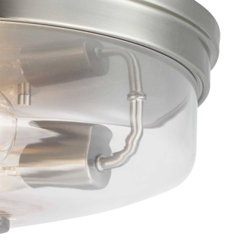Blakely Brushed Nickel 2-Light Flush Mount with Clear Glass Shade