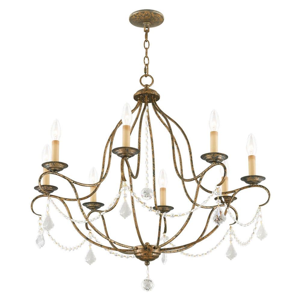 Mini Venetian Golden Bronze 8-Light Candle Chandelier