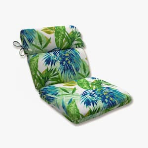 Tropic Floral Outdoor/Indoor 21 in. W x 3 in. H Deep Seat, 1 Piece Chair Cushion with Round Corners in Blue/Green Soleil