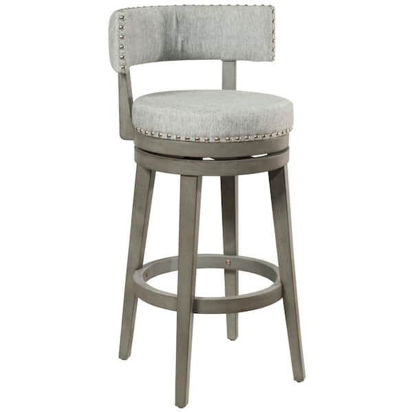 Hillsdale Furniture Lawton 40 in. Gray High Back Wood 31 in. Bar Stool with Gray Fabric
