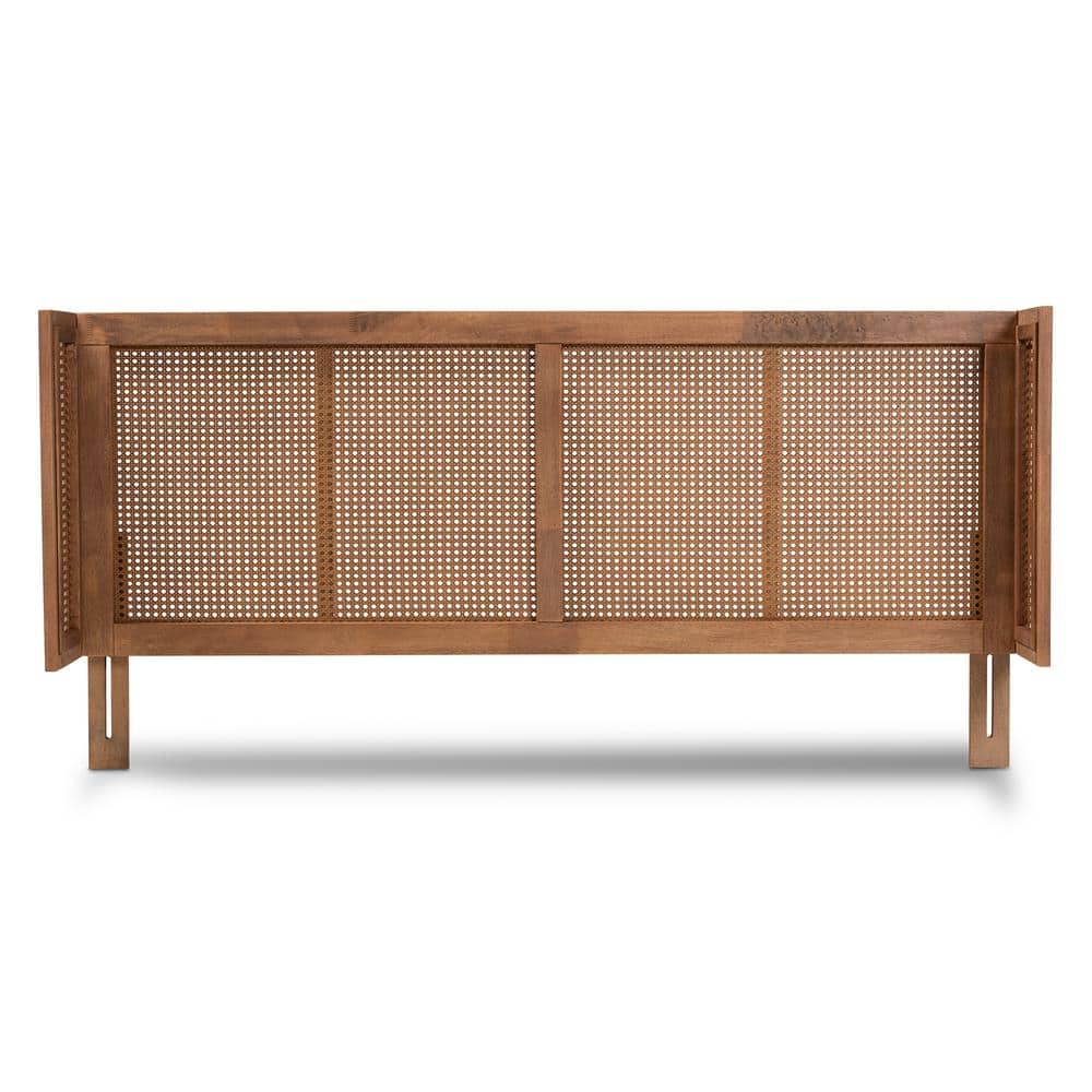 Rina Walnut and Rattan King Wrap-Around Headboard
