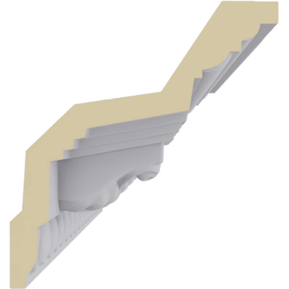 Primed White Polyurethane Attica Crown Moulding, 94.5 inches