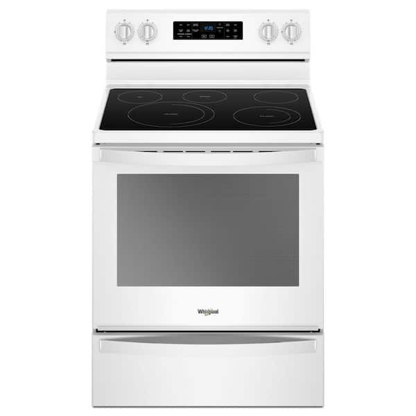 Whirlpool 6.4 cu. ft. 5 Burner Element Electric Range in White with Frozen Bake Technology
