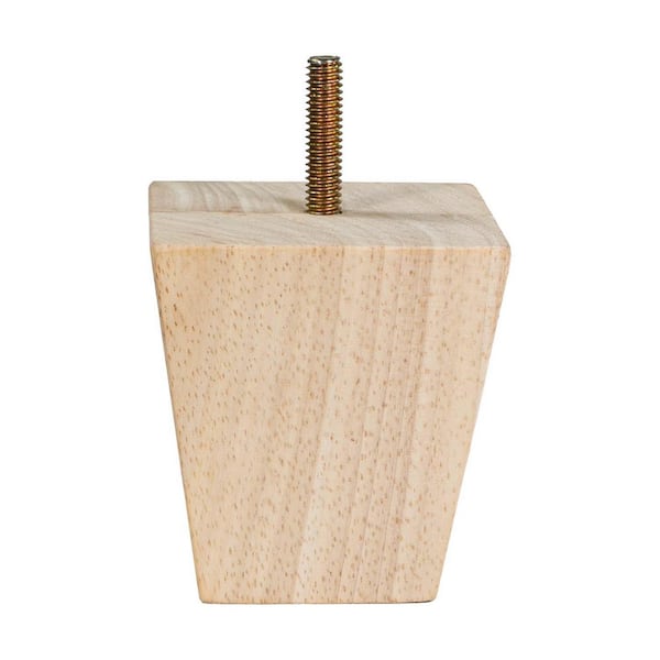 (4-Pack) Mid-Century Unfinished 3 in. x 2-3/4 in. Square Solid Wood Replacement Tapered Leg for Furniture