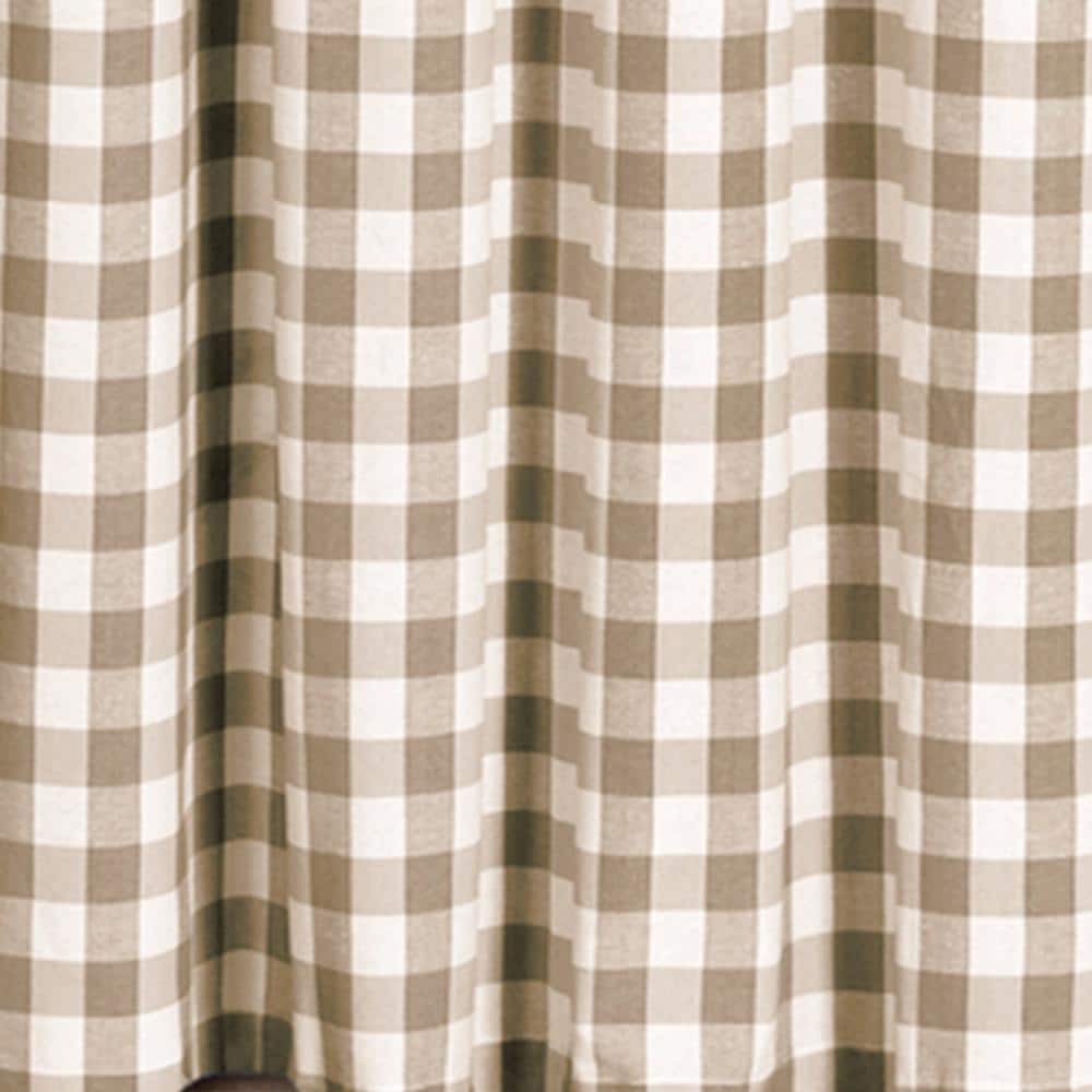 Taupe and Ivory Buffalo Check Tier Curtains with Scallop Trim