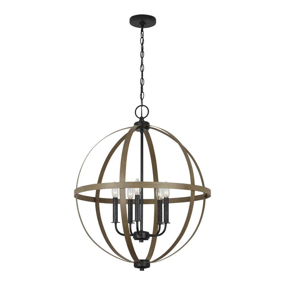 Generation Lighting Calhoun 5-Light Weathered Gray Rustic Farmhouse ...