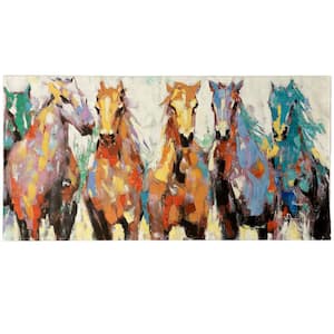 28 in. x 56 in. Race Ready Horses Natural Canvas Wall Art