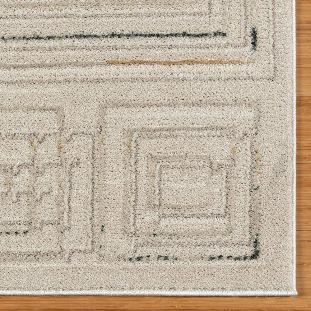 Vania Rectangular Cream Tufted Synthetic Shag Area Rug