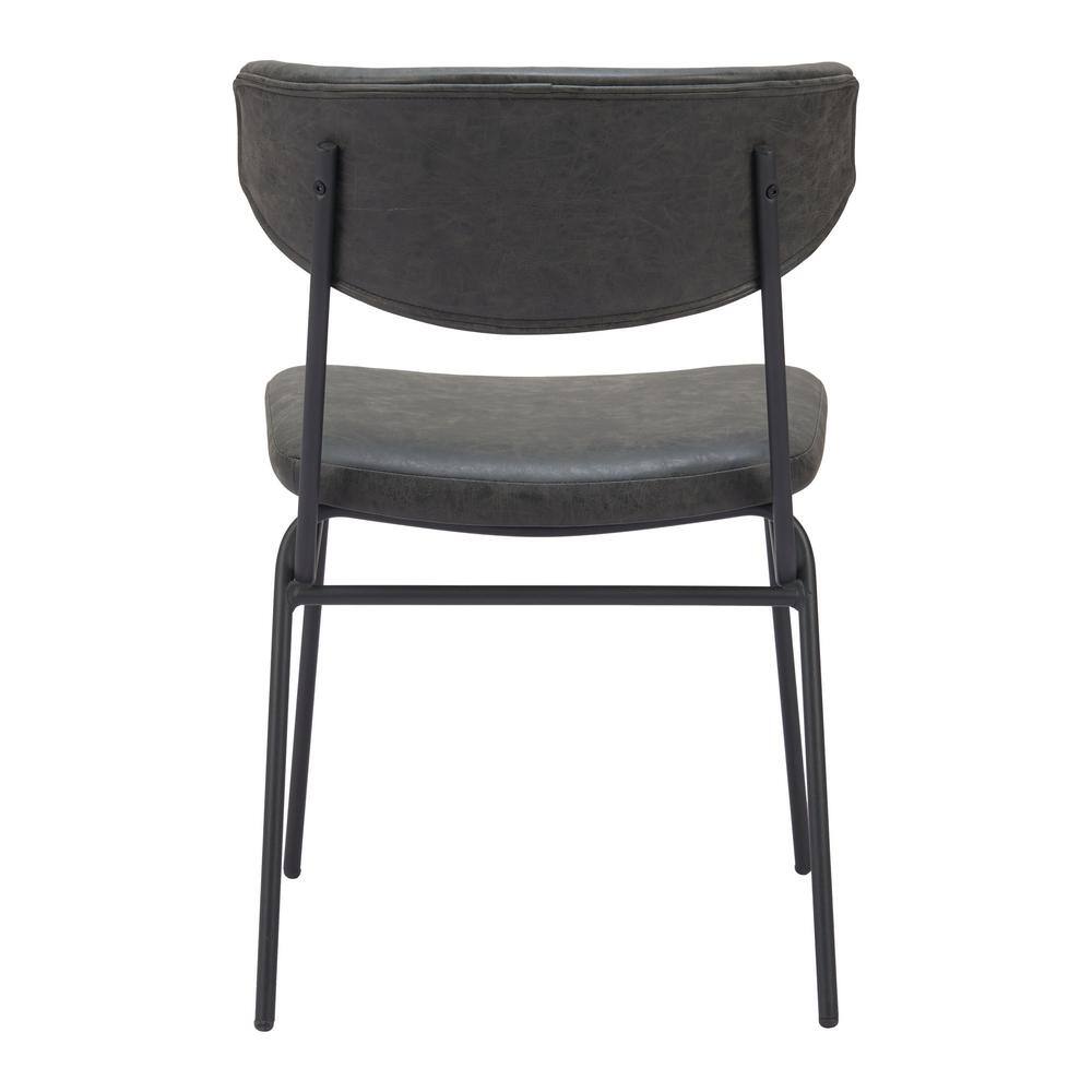 Vintage Black Faux Leather Upholstered Arm Chair with Metal Legs