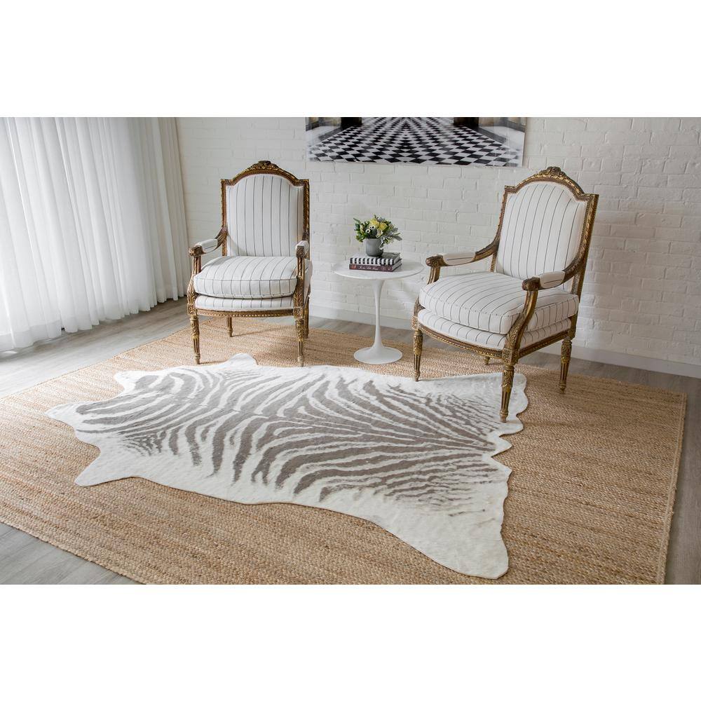 Gray and Taupe Faux Fur Rectangular Area Rug