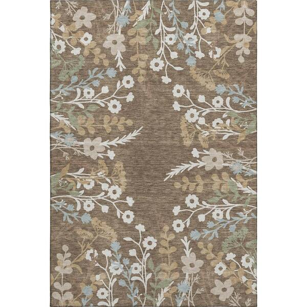 Mayfield Premium Machine Washable Abstract AMF2334 Chocolate 10 ft. x 14 ft. Area Rug