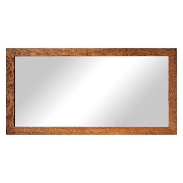3 in Honey Frame (80 in. W x 33 in. H) Oak Hardwood Rectangle Wall Mirror