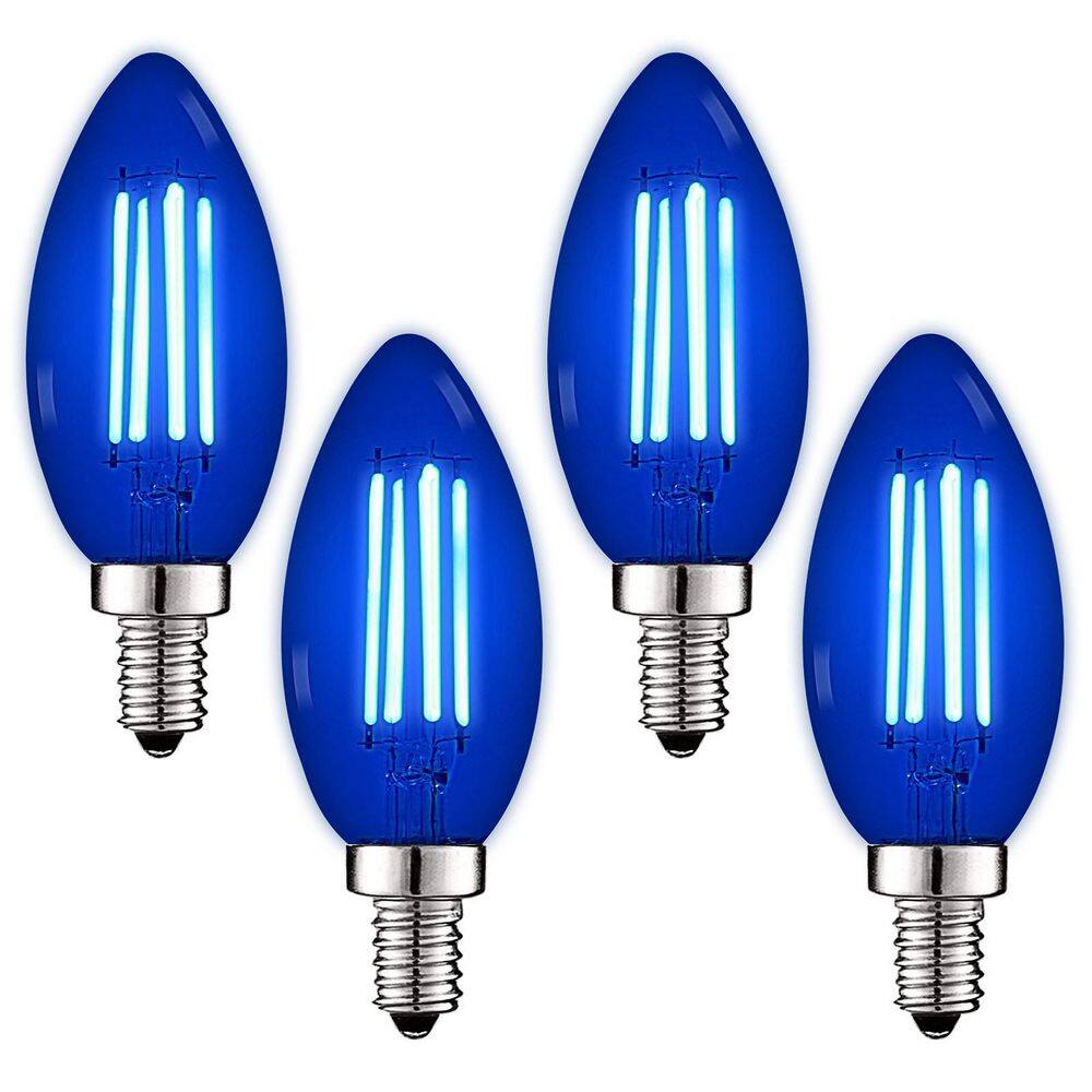 LUXRITE 40Watt Equivalent LED Blue Light Bulb, 4.5Watt, Colored Glass