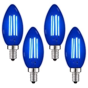 40-Watt Equivalent LED Blue Light Bulb, 4.5-Watt, Colored Glass Candelabra Bulb, UL Listed, E12 Base (4-Pack)