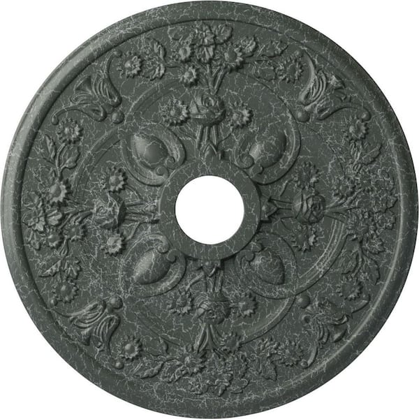 Ekena Millwork 1-3/8" x 30-7/8" x 30-7/8" Polyurethane Rose Ceiling Medallion, Athenian Green Crackle