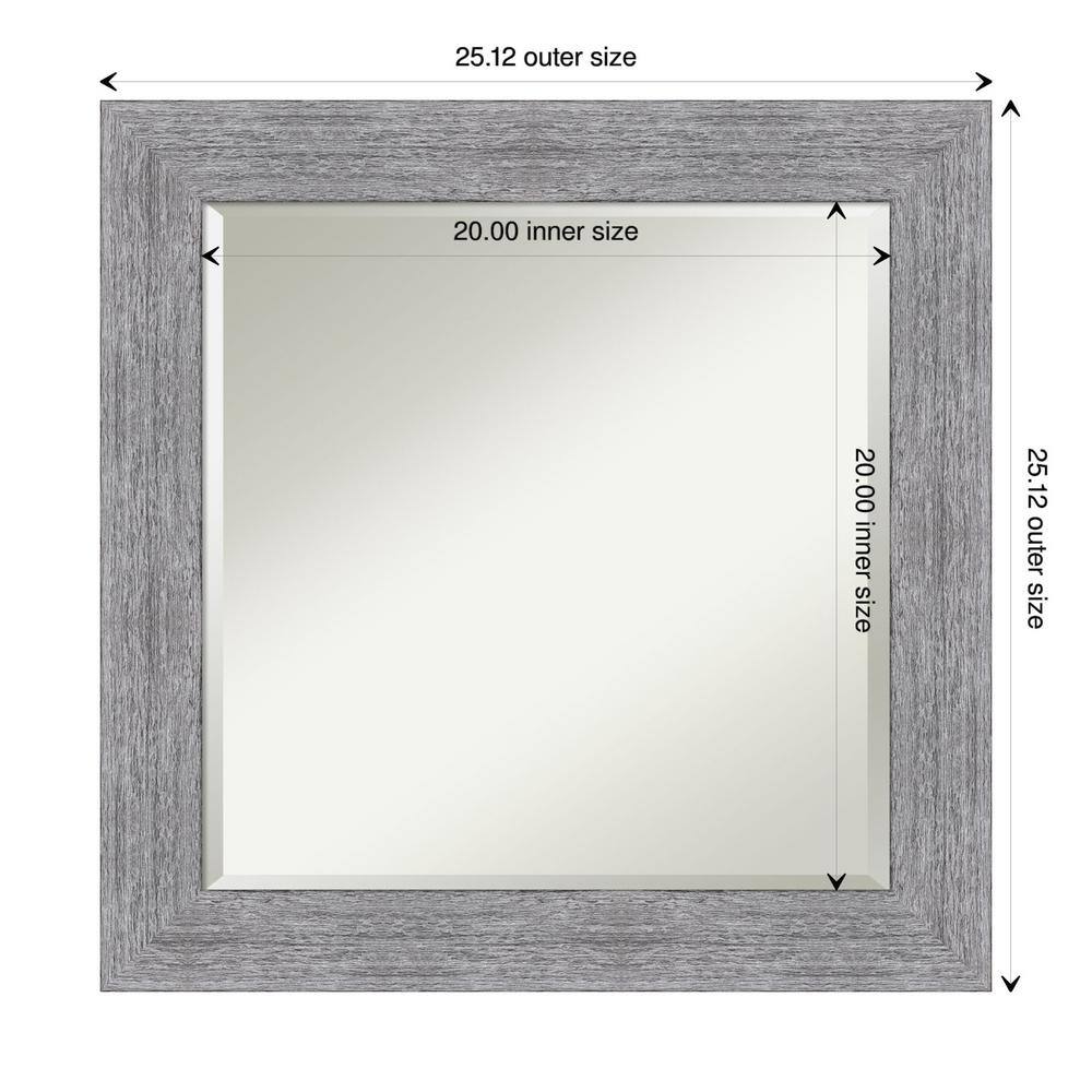 25" x 25" Gray Rustic Wood Framed Wall Mirror