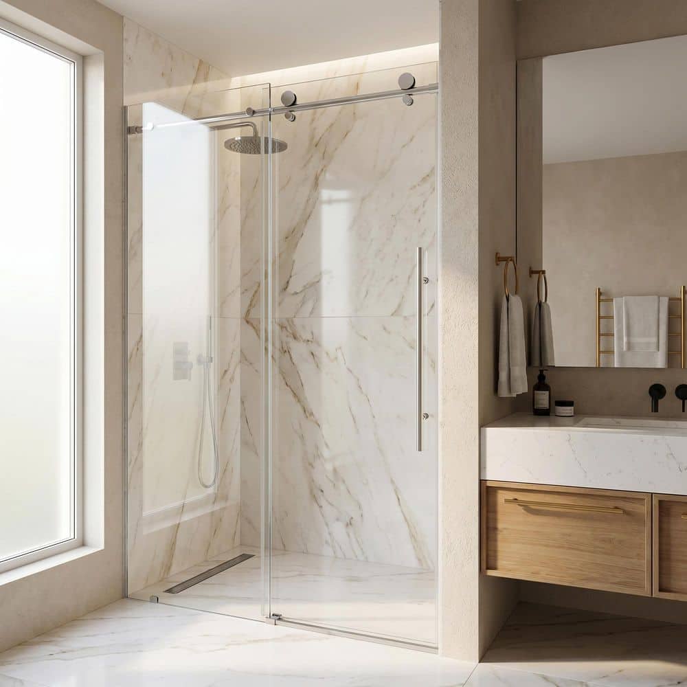 VIGO Elan E-Class 56 to 60 in. W x 76 in. H Frameless Sliding