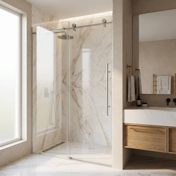 VIGO Elan E-Class 56 to 60 in. W x 76 in. H Frameless Sliding