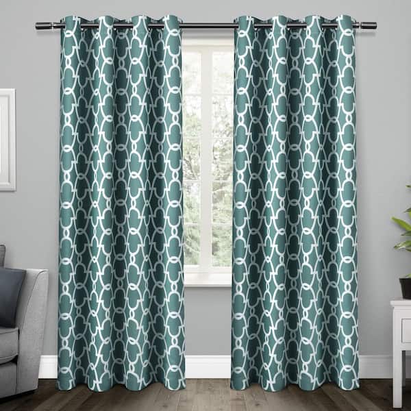 Blackout Window Pair Curtain Grommet Panel Printed Woven in 2 Sizes and 3 Color 
