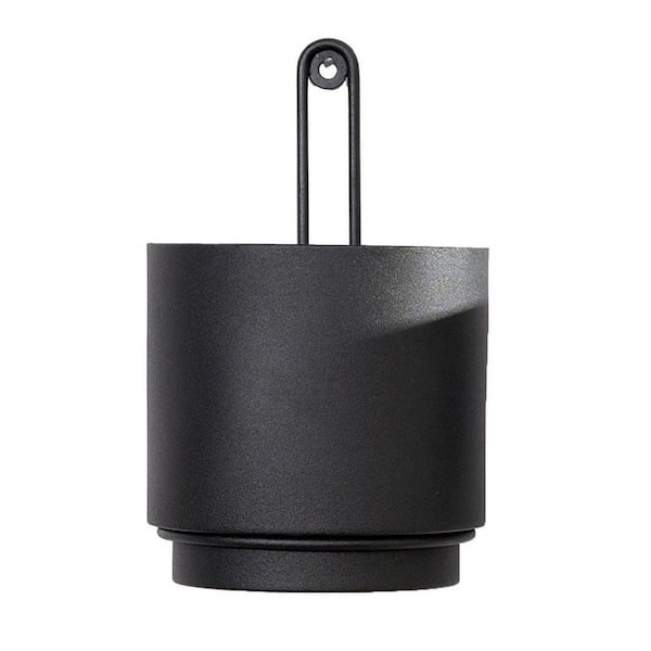 5.91 in. Black Metal Wall and Ceiling Hanging Planter Vase for Indoor and Outdoor Plants-2-Pack