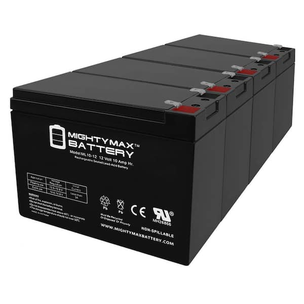 MIGHTY MAX BATTERY 12V 10AH SLA Battery Replacement for Long Way LW-6FM10 F2 - 4 Pack