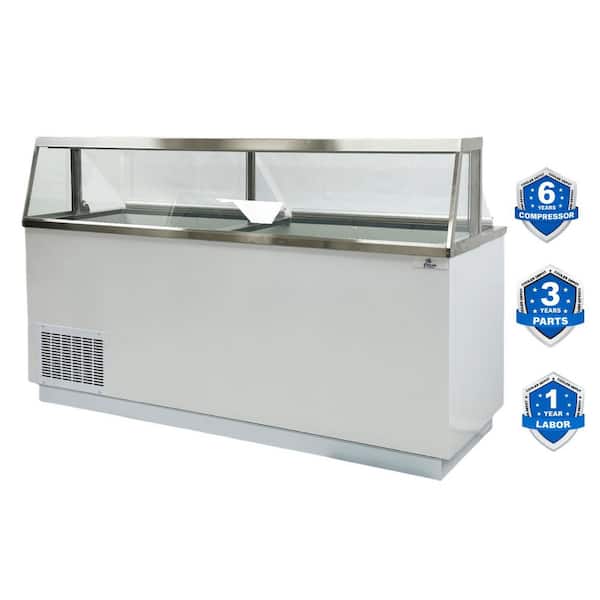 88.75 in. W 30.6 cu. ft. Automatic-Defrost Commercial Portable Freezer 16 Tub Deluxe Ice Cream Dipping Cabinet in white