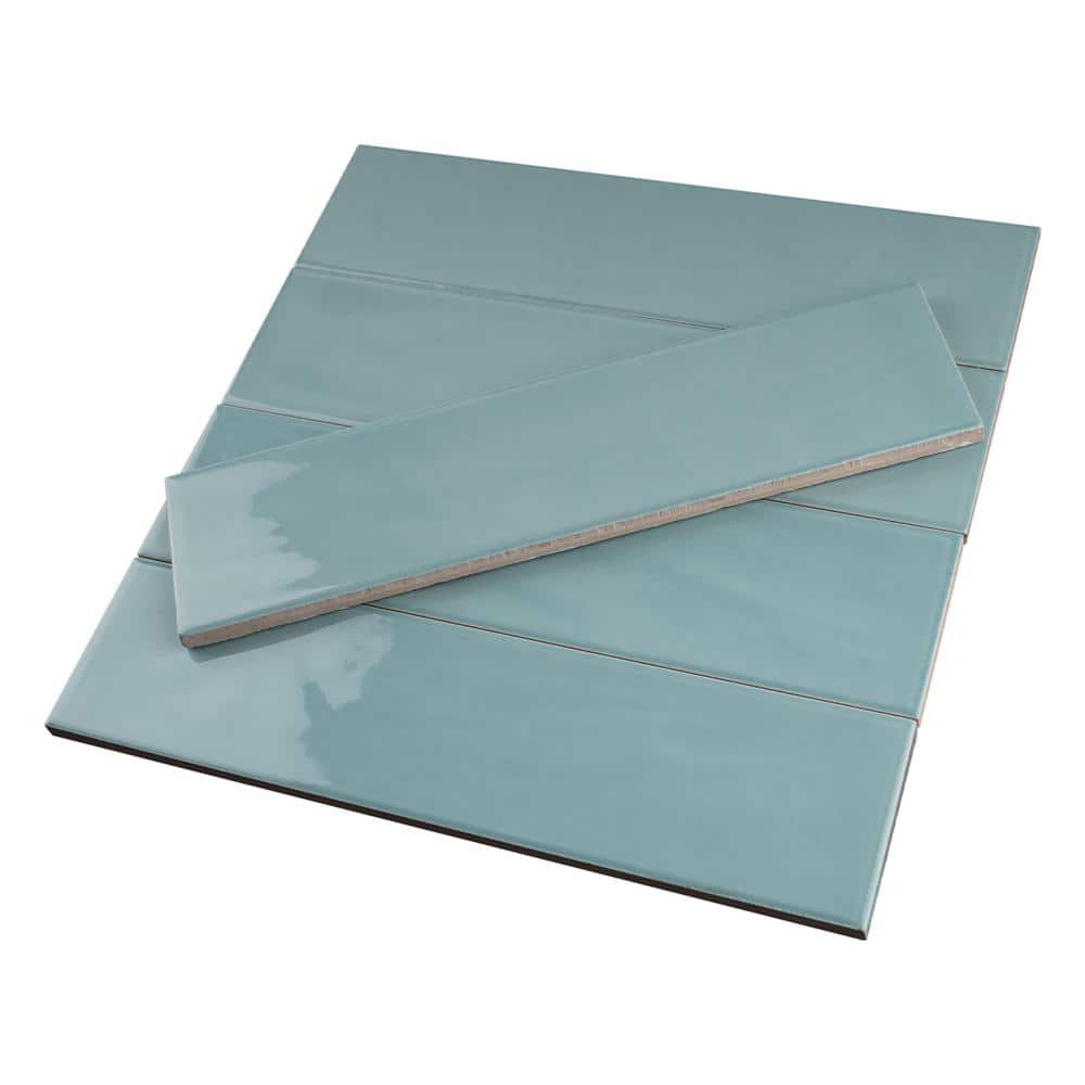 Acqua Blue Glossy Ceramic Subway Wall Tile 3x12