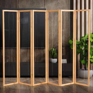 Clear 6 ft. Tall Natural 6-Panel Room Divider