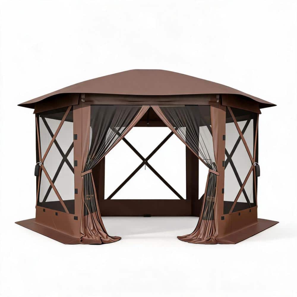 13x13FT Khaki 6-Sided Pop Up Tent with Removable Canopy Top & Wind Cloths for Camping, Backyard Parties price history on PriceWatchPro