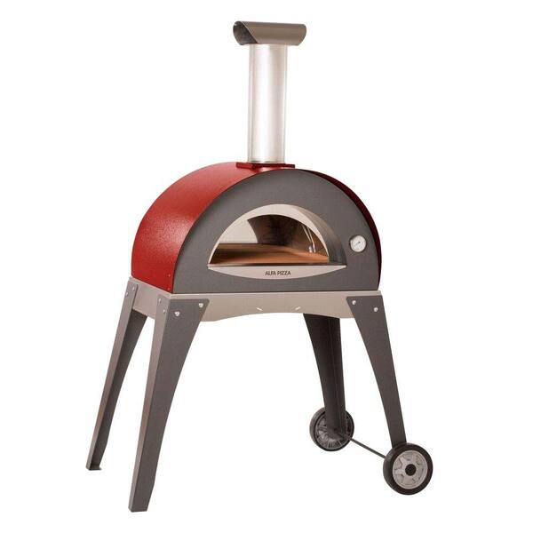 Alfa Pizza 27.5 in. x 15.75 in. Outdoor Wood Burning Pizza Oven in Red