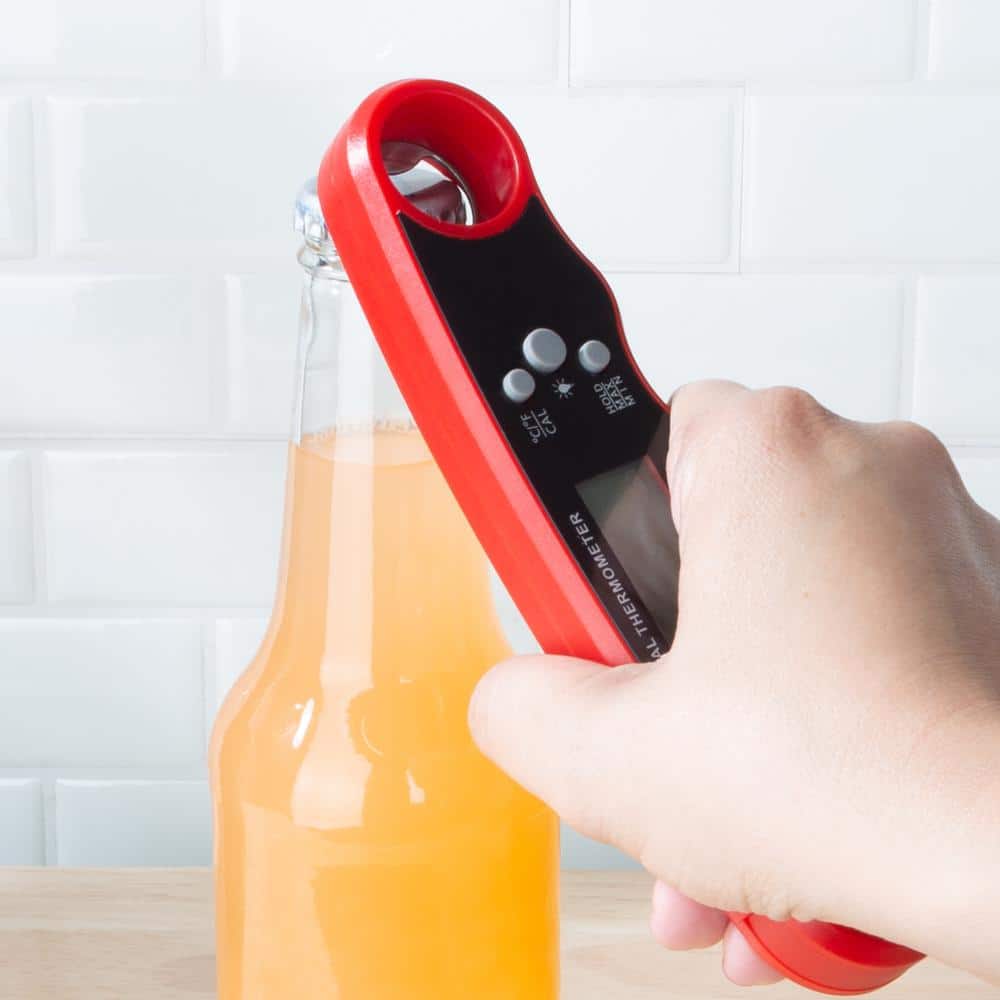 Red Water-Resistant Digital Wireless Meat Thermometer