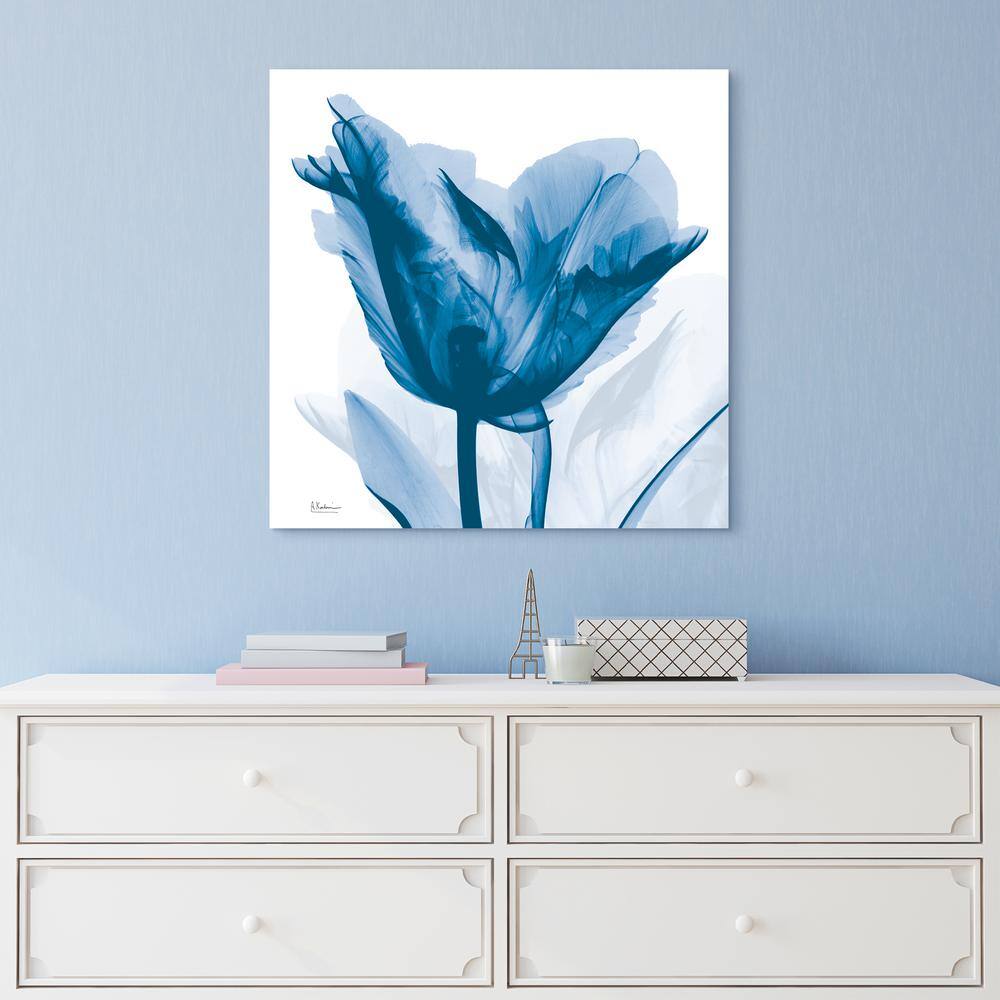 Lusty Blue Tulip 24" Frameless Tempered Glass Wall Art