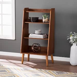 44.5 in. Walnut Wood 4-shelf Accent Bookcase with Open Back