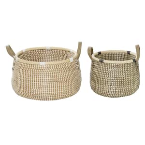 Banana Leaf Handmade Storage Basket with Handles (Set of 2)