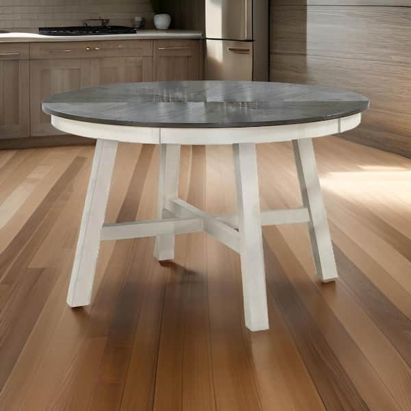 48 in. White and Gray Wood 4 Legs Dining Table (Seat of 4)