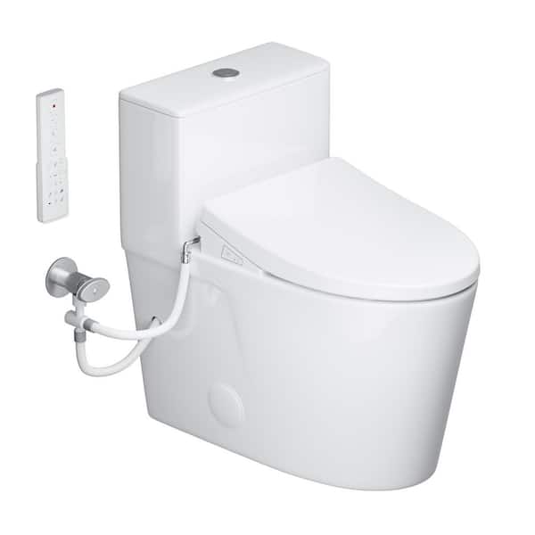 Elongated Electric Bidet Toilet Combo 1.0/1.6 GPF in White with Heated Seat, Dryer, Deodorizing, Night Light, Soft Close