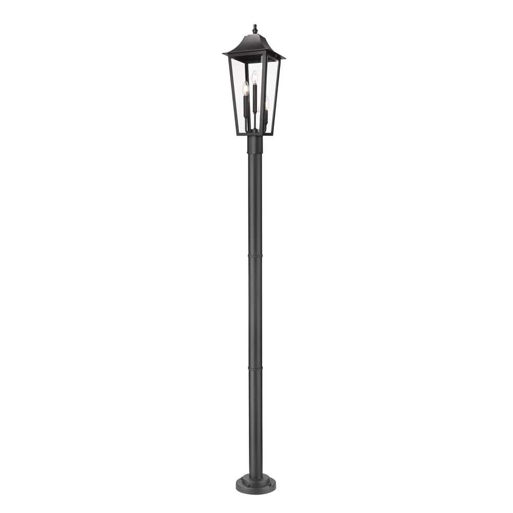 Gannon 3-Light Black Stainless Steel Hardwired Outdoor Marine Grade Post-Li