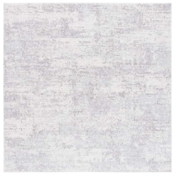 Amelia 7 ft. x 7 ft. Ivory/Light Gray Abstract Distressed square Area Rug