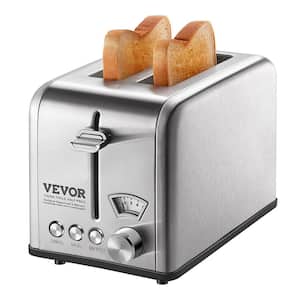 Retro Stainless Steel Toaster, 2 Slice, 825W 1.5 in. Extra Wide Slots Toaster with Removable Crumb Tray Silver