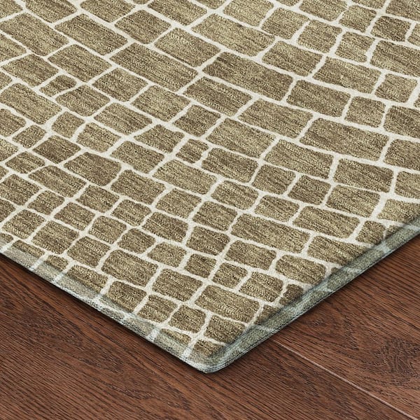 Mayfield Premium Machine Washable Abstract AMF2455 Coffee 5 ft. x 7 ft. 6 in. Area Rug
