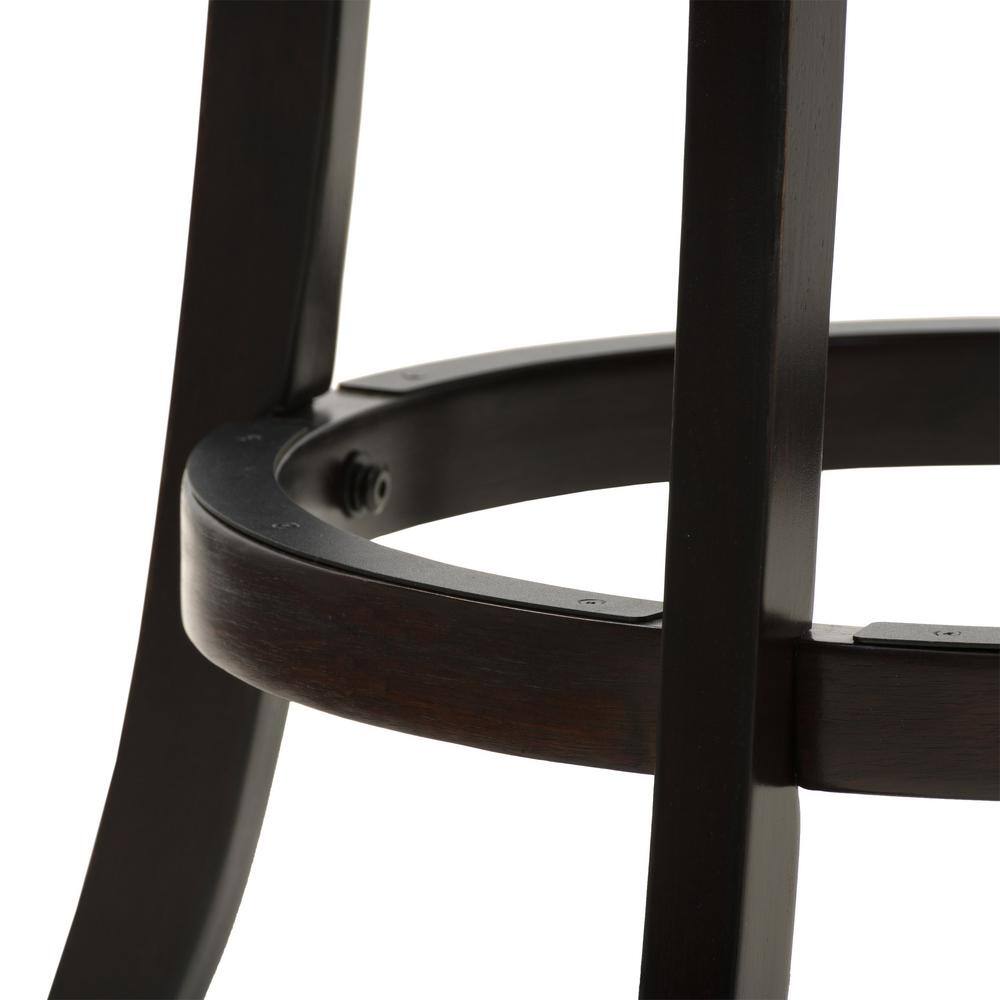 Espresso Wood Swivel Bar Stool with White Leatherette Seat