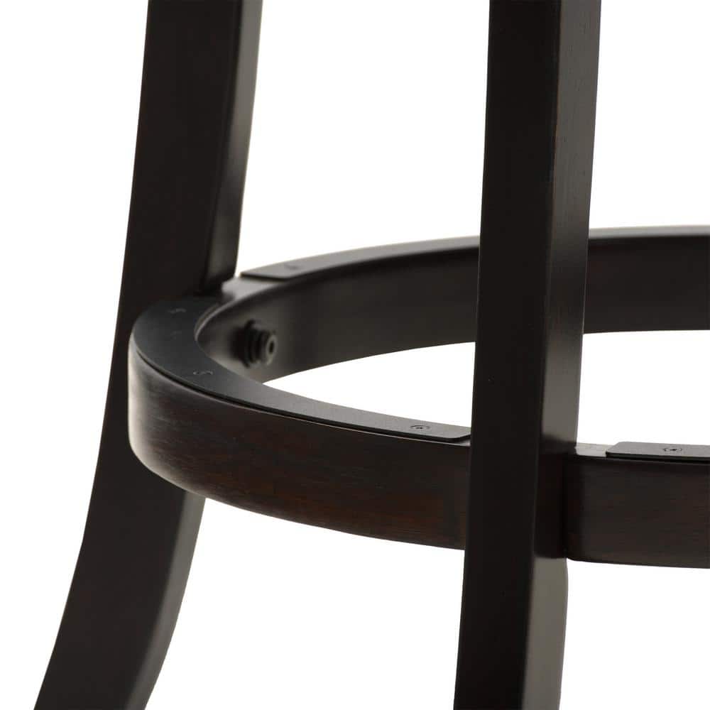 Elegant Woodgrove High Back Swivel Barstool Set, Cappuccino and White