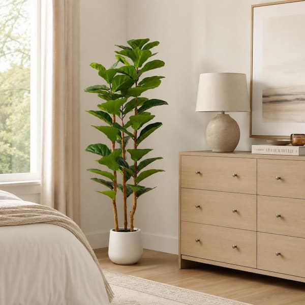 DR.Planzen 5 ft. Artificial Fiddle Leaf Fig Tree with Realistic
