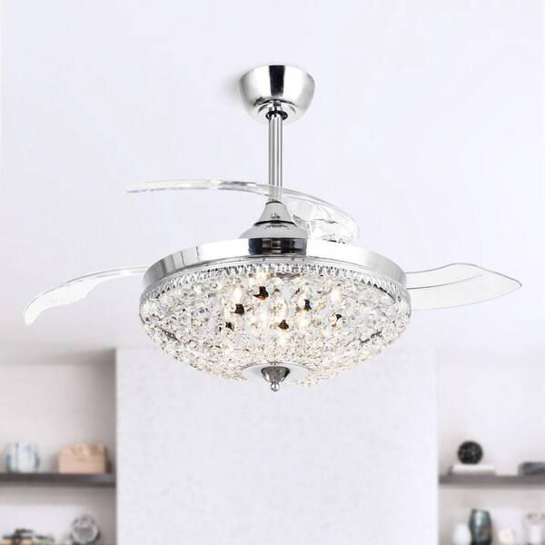 Retractable Ceiling Fan With Crystals | Shelly Lighting